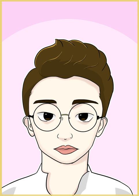 Cartoon of boy with glasses and neat hair